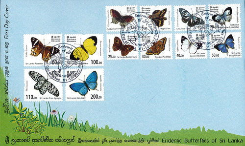 Endemic Butterflies of Sri Lanka - 2022 (FDC)